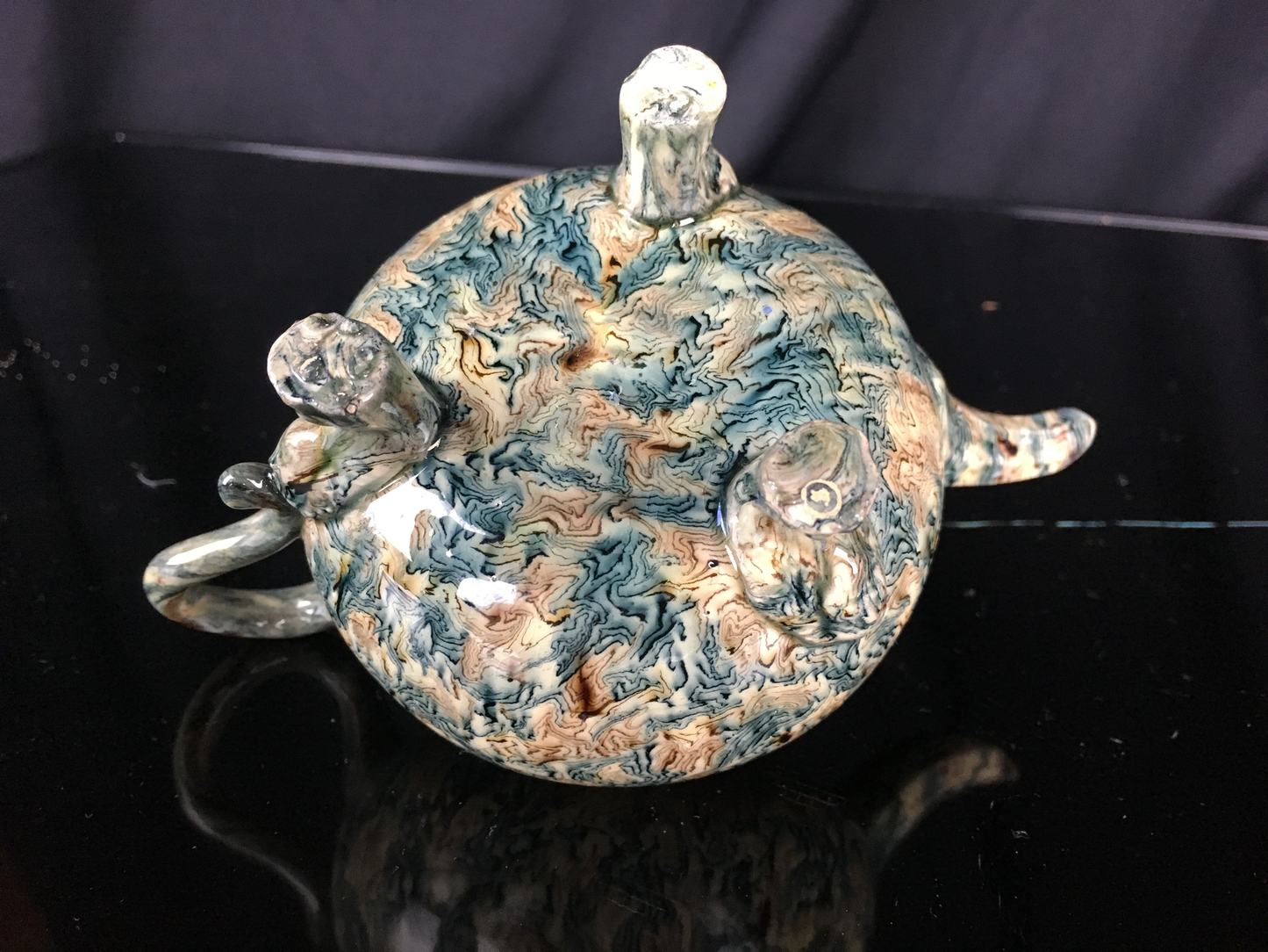 Agateware Footed Teapot